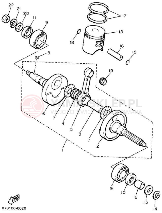 Schemat "Wał korbowy, tłok" do Yamaha SNOSPORT (ELEC START) SV125EP