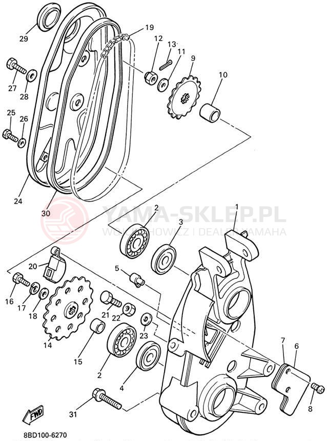 Schemat "Układ napędowy" do Yamaha BRAVO LT BR250TD