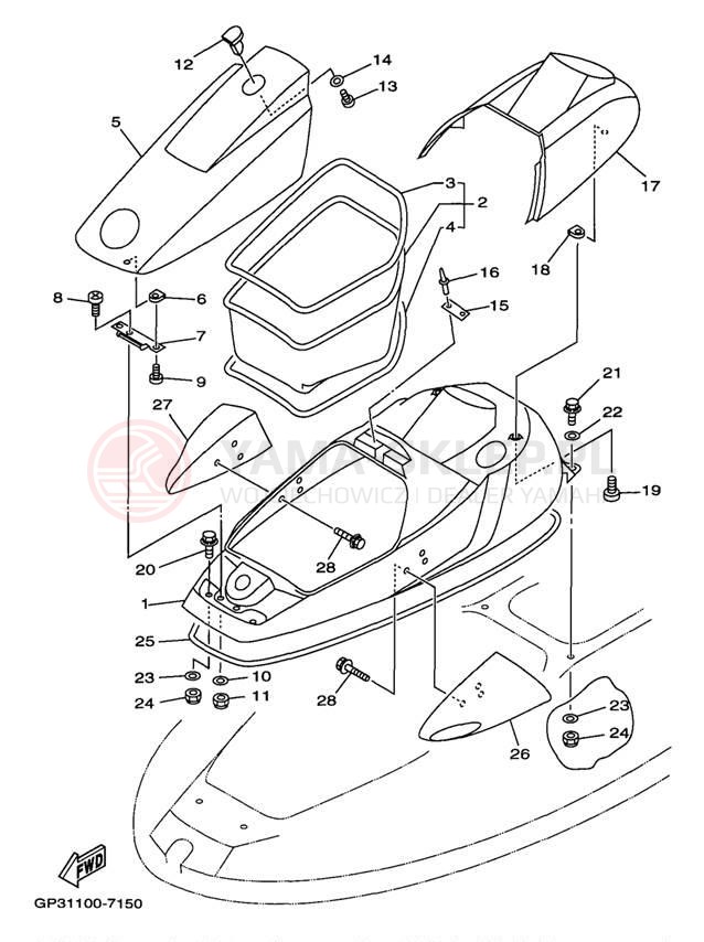 Schemat "ENGINE HATCH" do Yamaha WAVE VENTURE 760 WVT760V