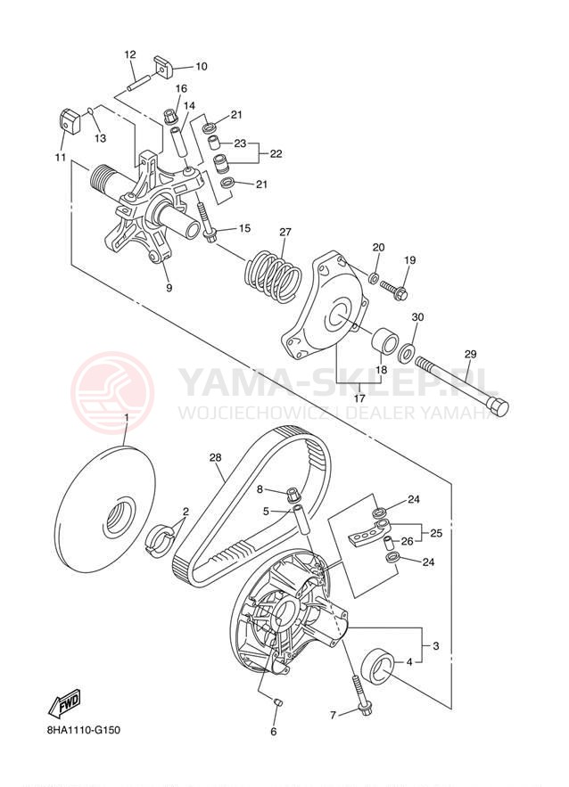 Schemat "PRIMARY SHEAVE" do Yamaha FX NYTRO MTX FX10M53Z
