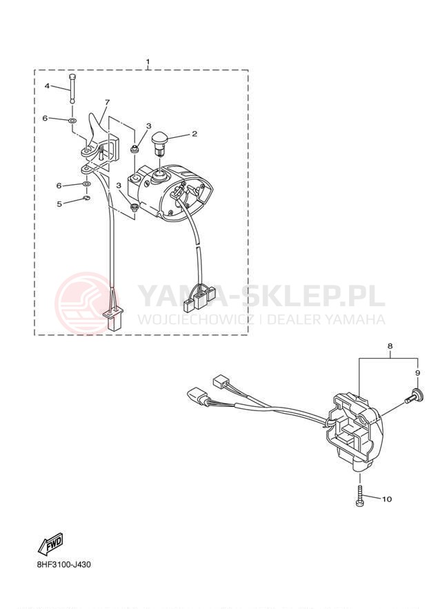 Schemat "Kierownica i osprzęt" do Yamaha RS VECTOR GT RS90GTAS