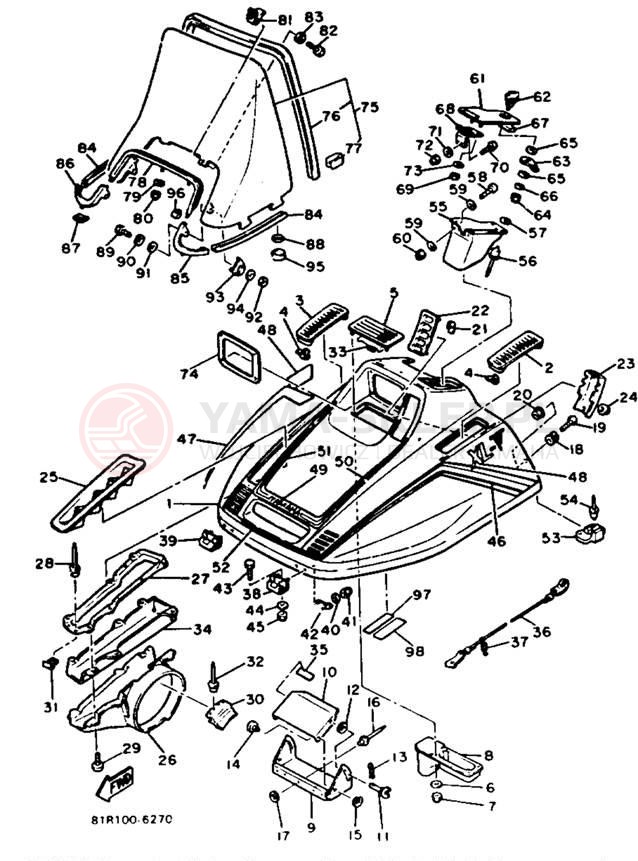 Schemat "SHROUD - WINDSHIELD" do Yamaha XLV XL540K