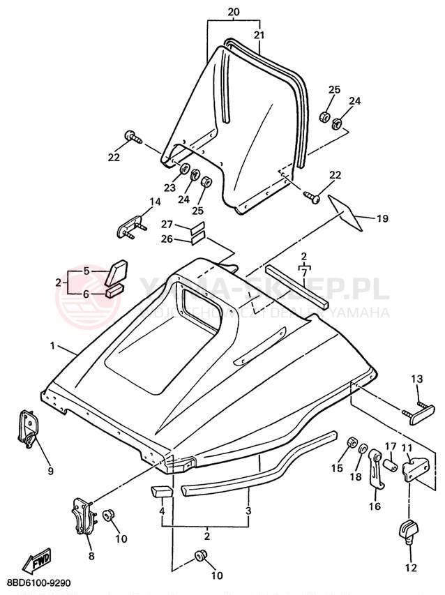 Schemat "SHROUD - WINDSHIELD" do Yamaha BRAVO LT BR250TC