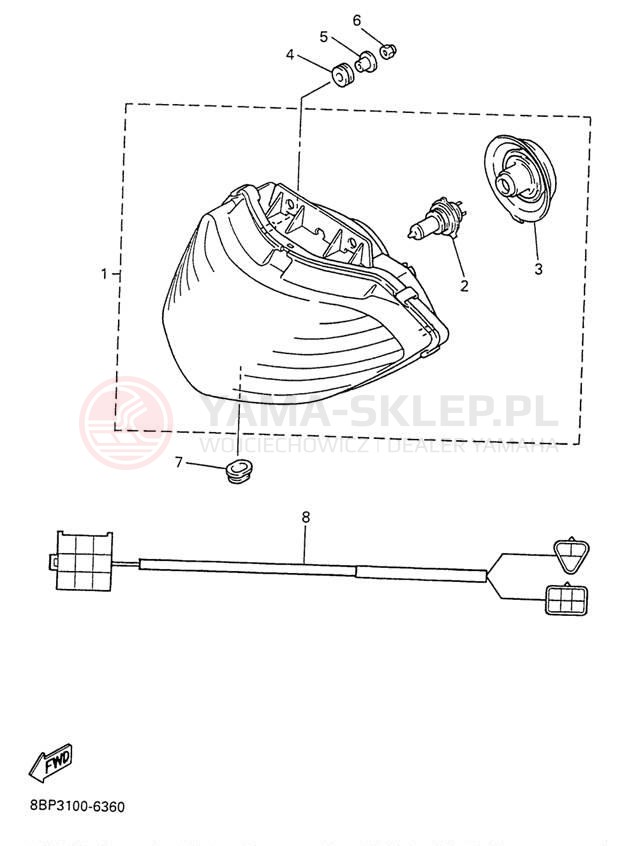 Schemat "Lampa przód" do Yamaha VMAX 600 DX VX600DXW