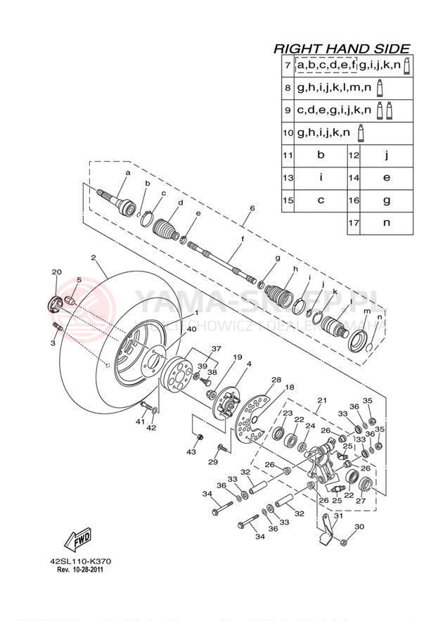 Schemat "Koło tył" do Yamaha RHINO 700 SPORT YXR7FSPA