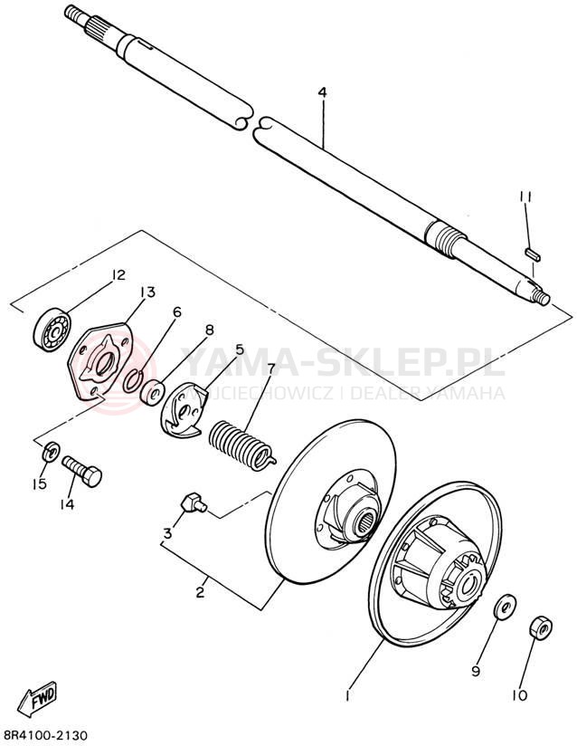 Schemat "Przeniesienie napędu" do Yamaha BRAVO LT BR250TD