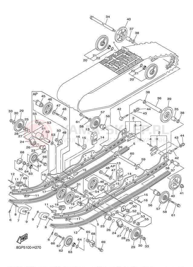 Schemat "Zawieszenie gąsiennicy" do Yamaha PHAZER MTX PZ50MTYO/PZ50MTYW