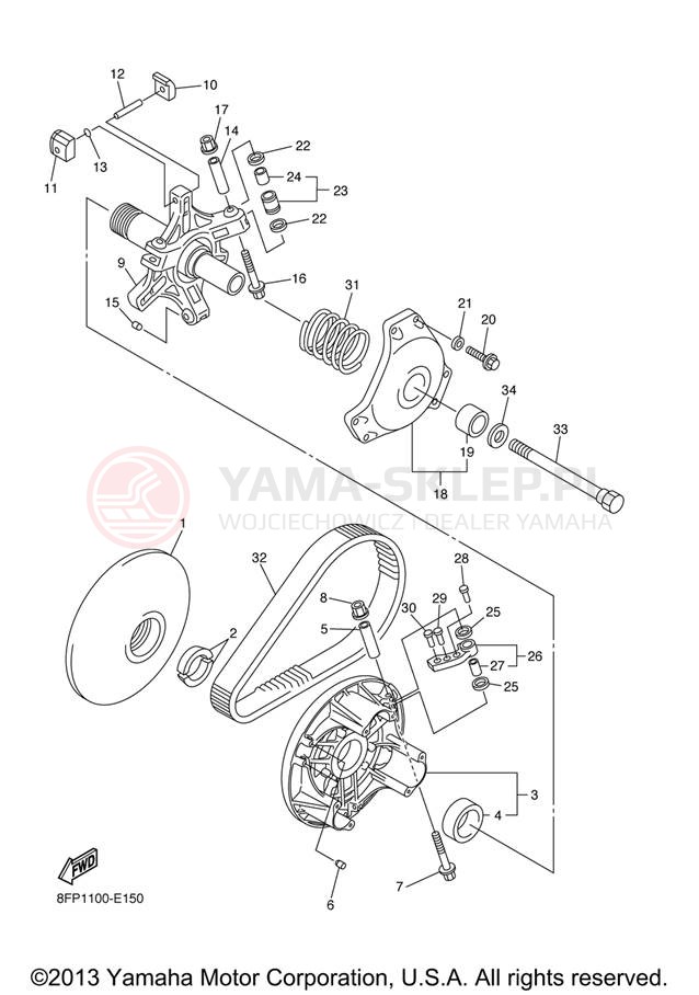 Schemat "PRIMARY SHEAVE" do Yamaha APEX RTX RX10RTRXB