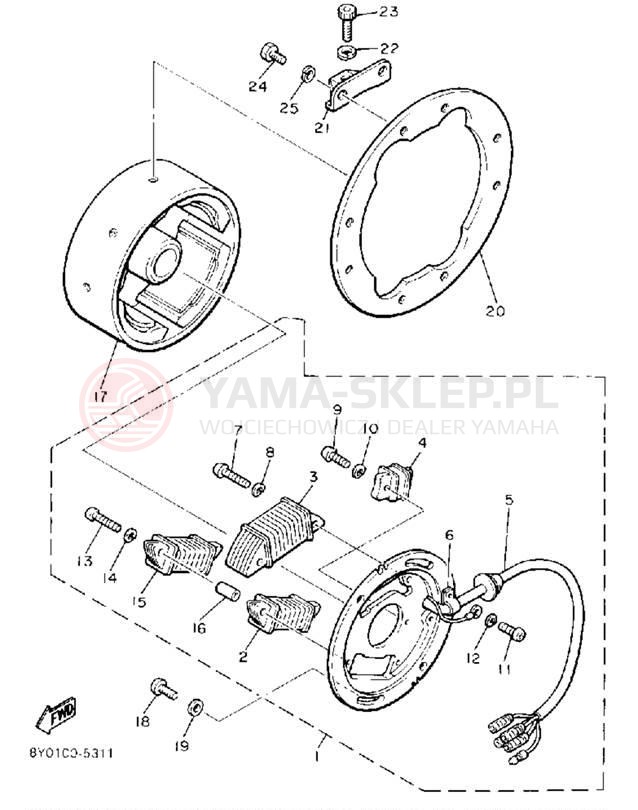 Schemat "prądnica" do Yamaha SRV SR540M