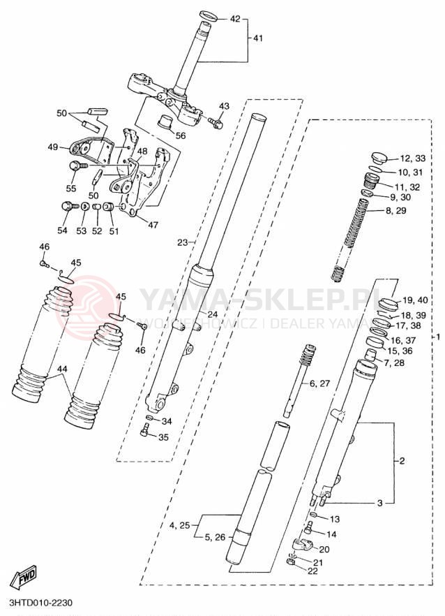 Schemat "Amortyzatory przód" do Yamaha SR400 SR400FGY/SR400FCGY