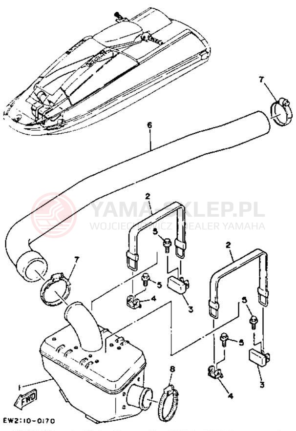 Schemat "Wydech końcowy" do Yamaha SUPER JET SJ650D
