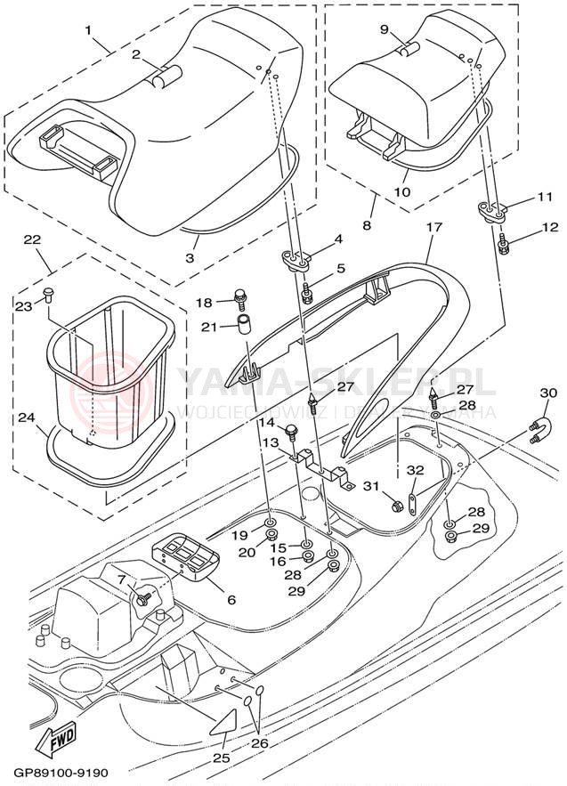 Schemat "siedzenie" do Yamaha WAVE RUNNER GP760 GP760X
