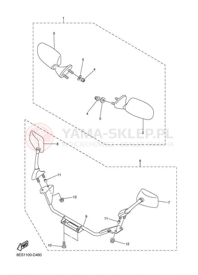 Schemat "Lusterko wsteczne" do Yamaha VECTOR GT RS90GTL