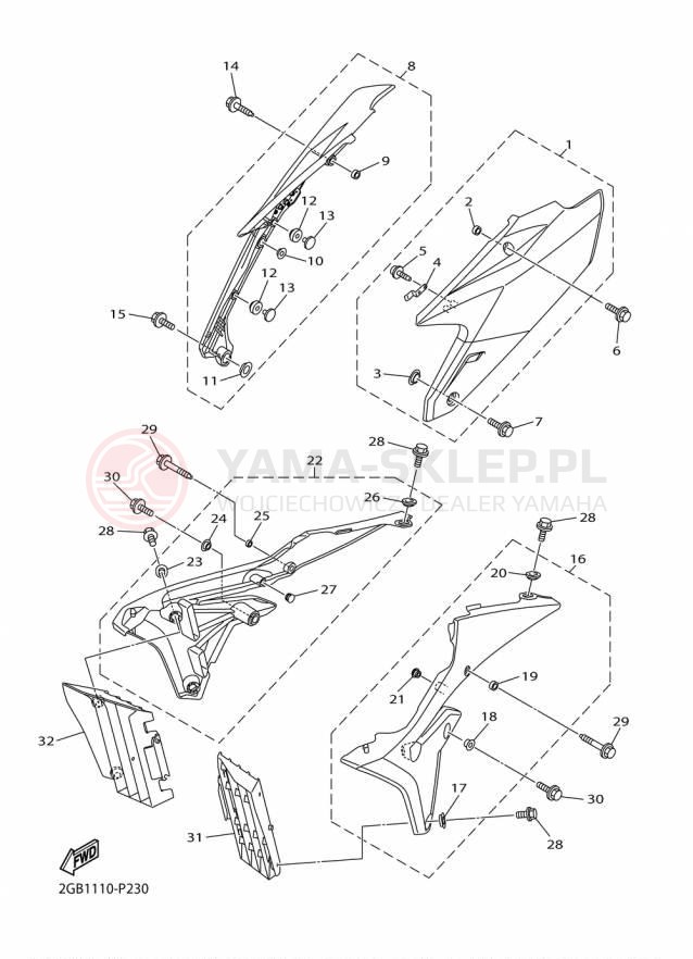 Schemat "Pokrywa boczna" do Yamaha WR250F WR250FF