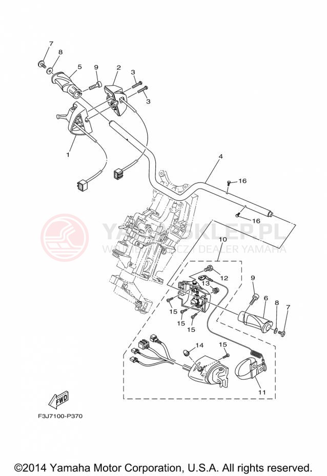 Schemat "Kierownica i osprzęt" do Yamaha FX SVHO FC1800P