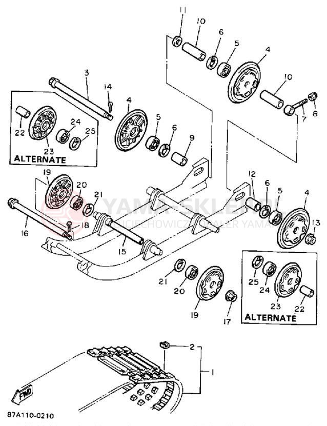 Schemat "Zawieszenie gąsiennicy" do Yamaha SNOSPORT SV125R