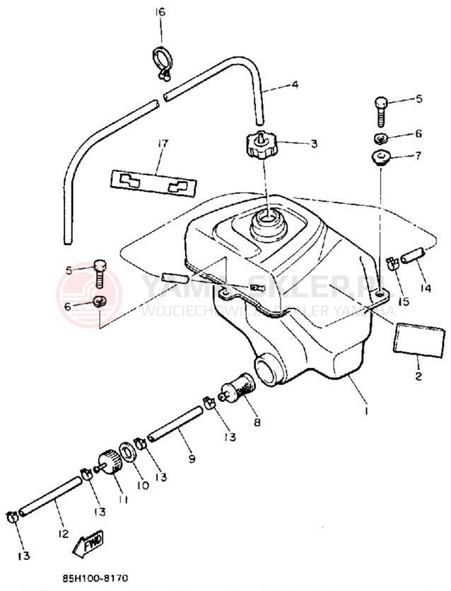 Schemat "zbiornik paliwa" do Yamaha SNOSCOOT SV80P