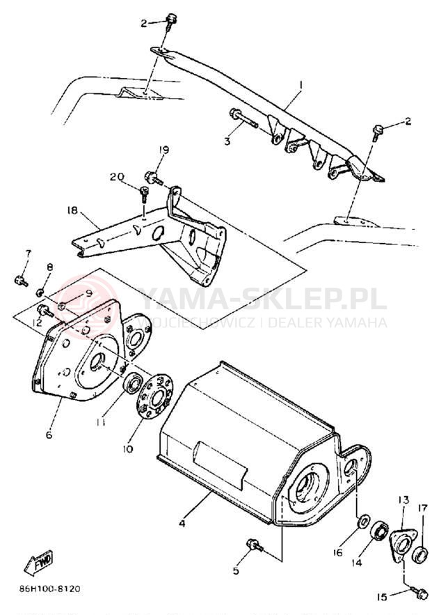 Schemat "Mocowanie silnika" do Yamaha SNOSCOOT SV80M