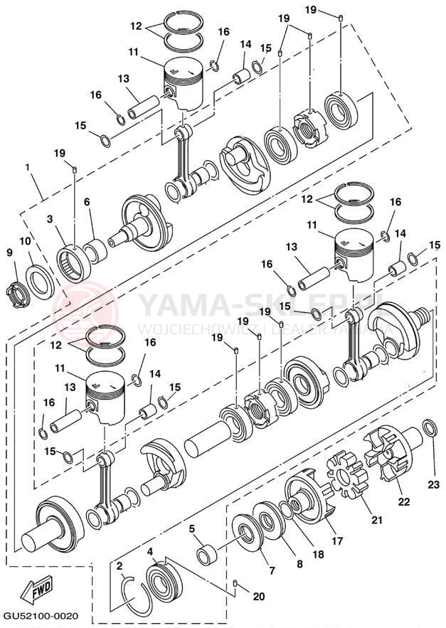 Schemat "Wał korbowy, tłok" do Yamaha SV1200/SV1200/SV1200Z