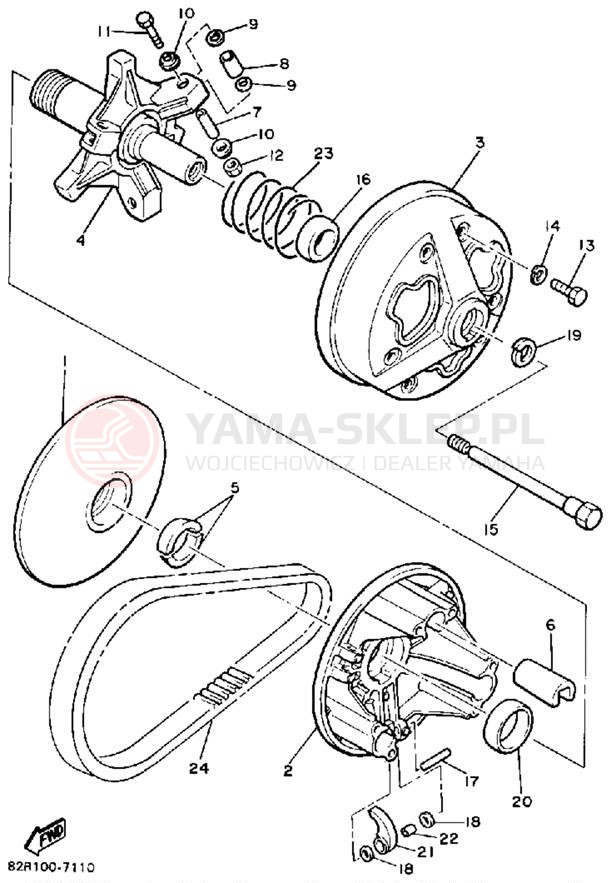 Schemat "PRIMARY SHEAVE" do Yamaha BRAVO T (LONG TRACK) BR250TN