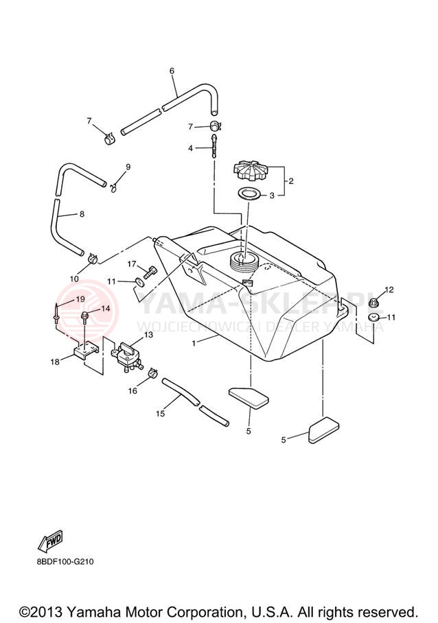 Schemat "zbiornik paliwa" do Yamaha BR250TX
