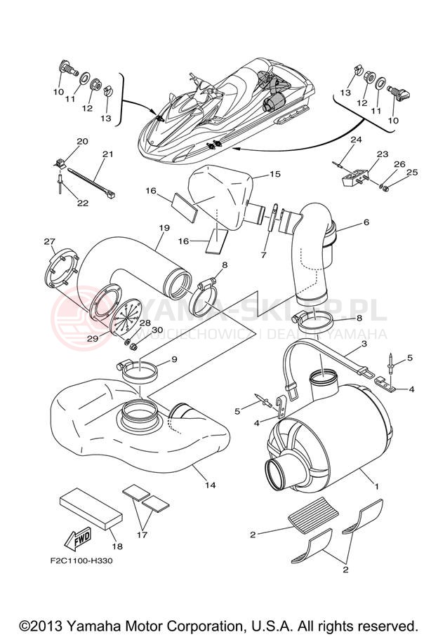 Schemat "wydech" do Yamaha WAVERUNNER FZS GX1800AJ