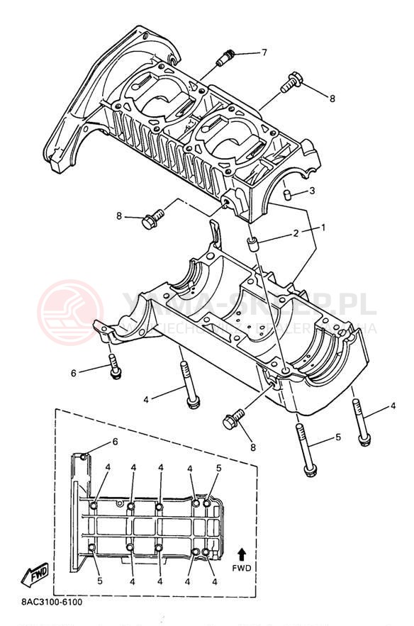 Schemat "Obudowa silnika" do Yamaha VK540 II VK540EA