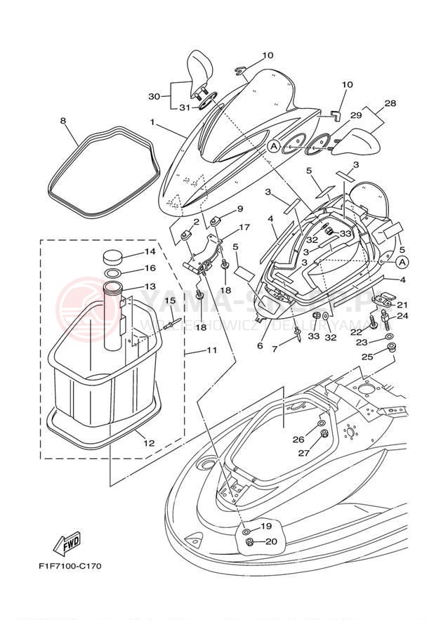Schemat "ENGINE HATCH" do Yamaha WaveRunner XLT1200 XA1200AD