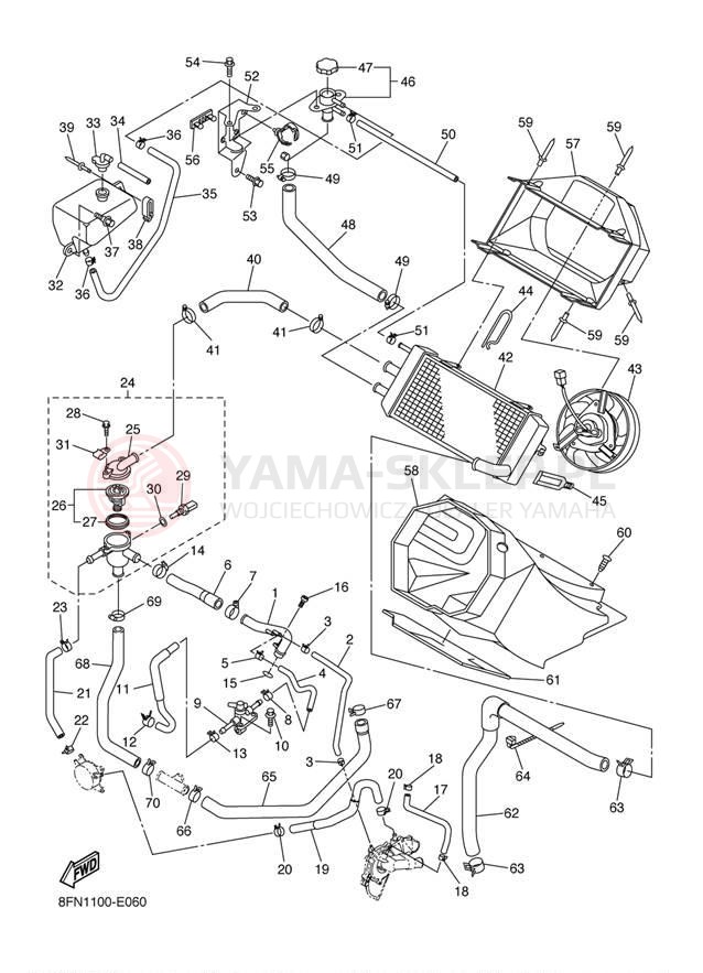Schemat "Układ chlodzenia" do Yamaha VK PROFESSIONAL VK10L