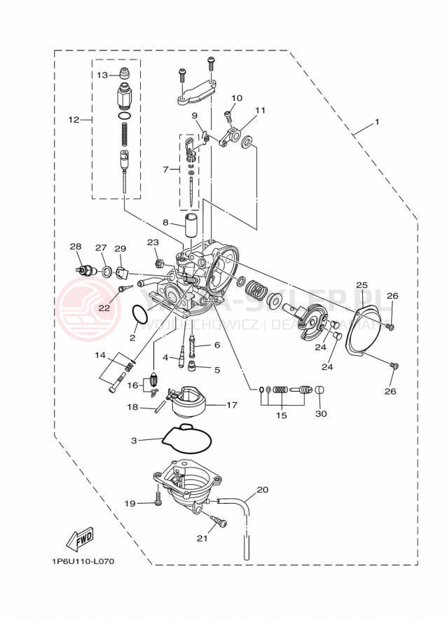 Schemat "Gaźnik" do Yamaha TTR50E TTR50EF