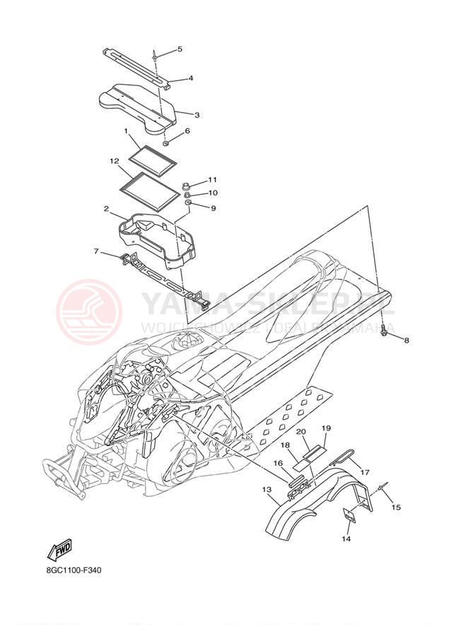 Schemat "GUARD - LUGGAGE BOX" do Yamaha PHAZER GT PZ50GTW