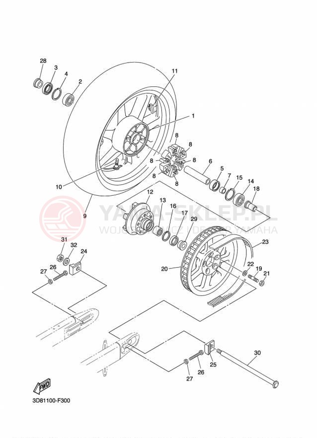 Schemat "Koło tył" do Yamaha V STAR 1300 XVS13AFCS/XVS13AFS