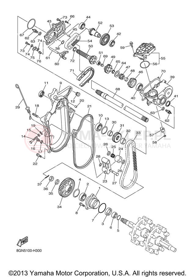 Schemat "Układ napędowy" do Yamaha PHAZER MTX PZ50MTZO/PZ50MTZB