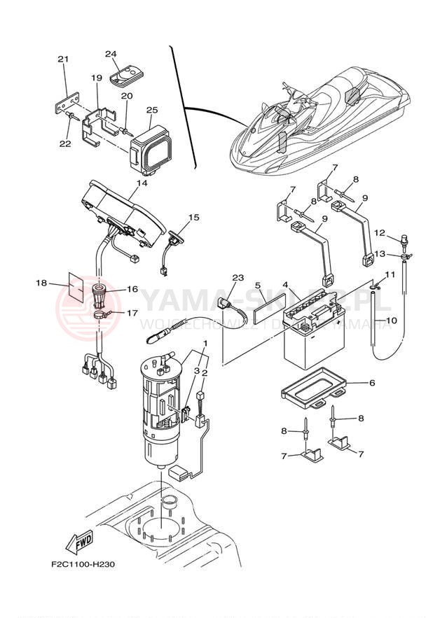 Schemat "układ elektryczny" do Yamaha WAVERUNNER FZR GX1800HB