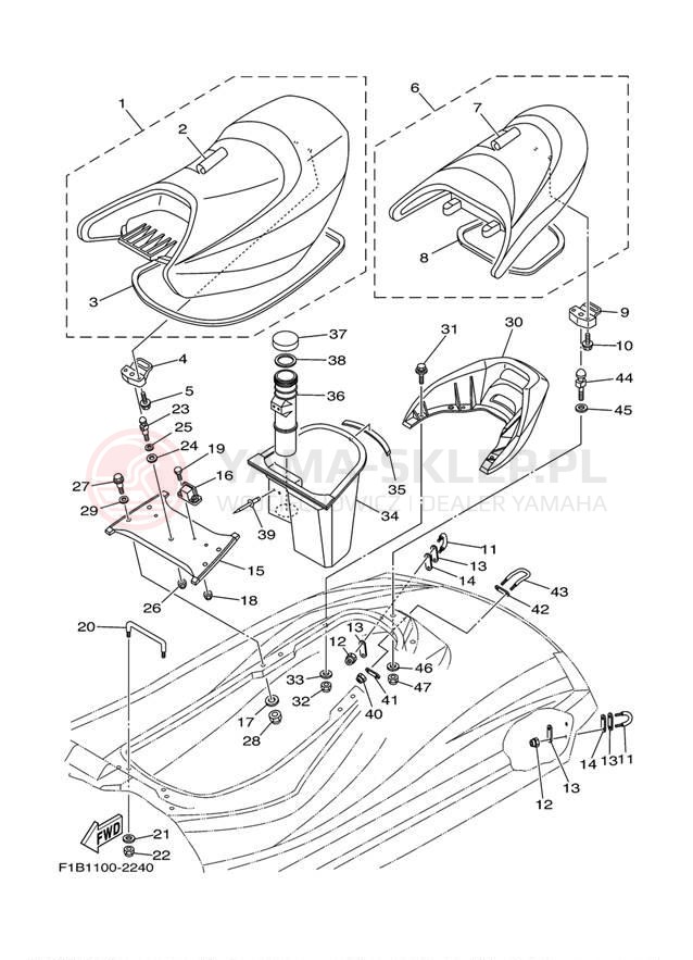 Schemat "Siedzenie i schowek" do Yamaha FX140 FX1000CA/FX1000A