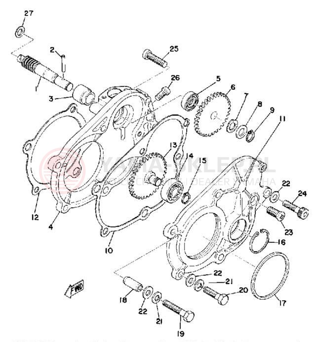 Schemat "przeniesienie napędu" do Yamaha GS340A