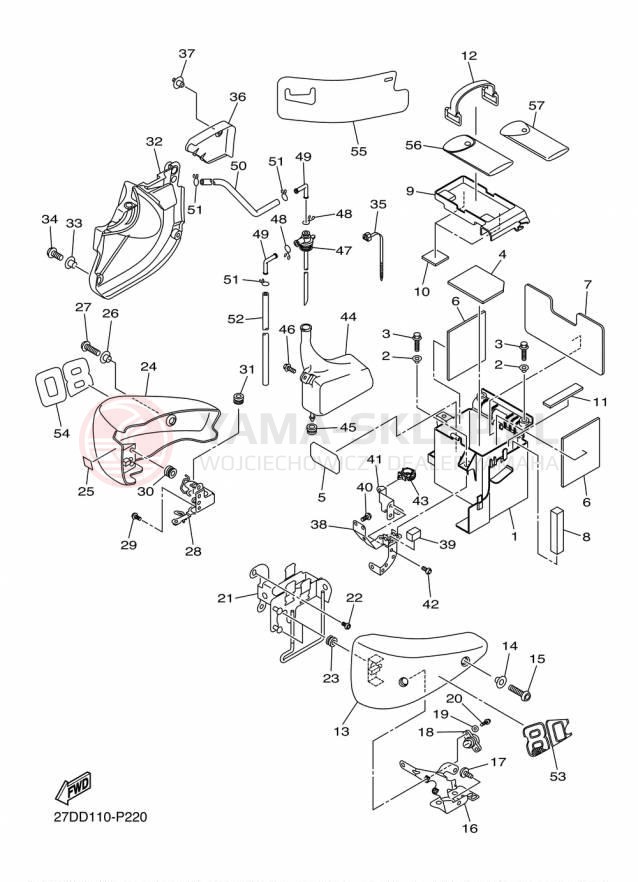 Schemat "Pokrywa boczna" do Yamaha STRYKER XVS13CFCR/XVS13CFR
