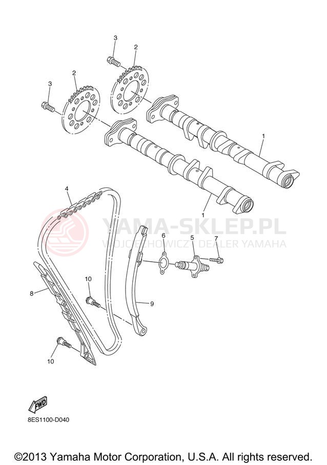 Schemat "Rozrząd - łańcuszek" do Yamaha RS VECTOR RS90RXB/RS90GTXL