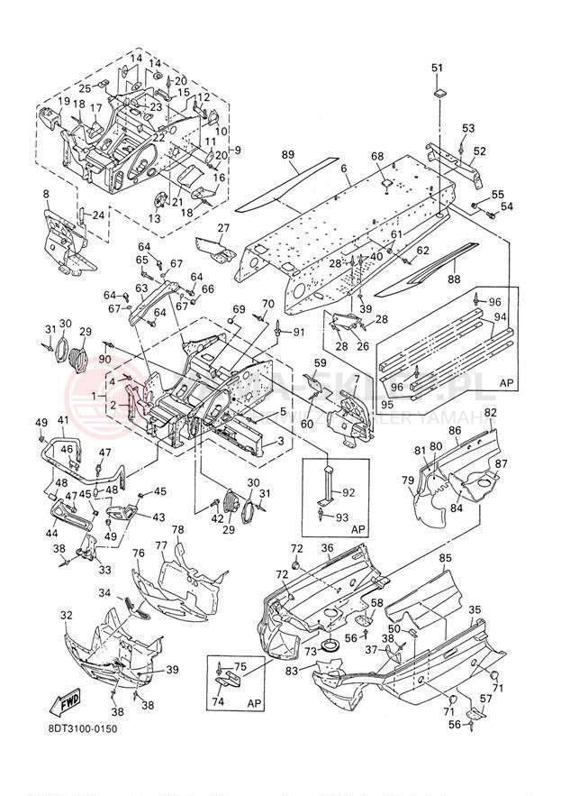 Schemat "rama" do Yamaha VENTURE 500 VT500D/VX500DXD