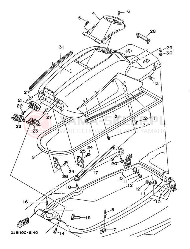 Schemat "ENGINE HATCH" do Yamaha WAVE RAIDER 700 RA700BV