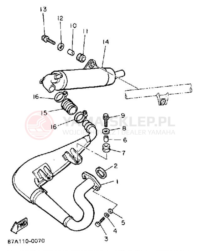Schemat "Wydech końcowy" do Yamaha SNOSPORT SV125P