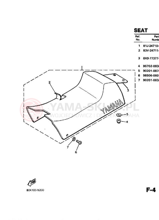 Schemat "siedzenie" do Yamaha PZ480EK