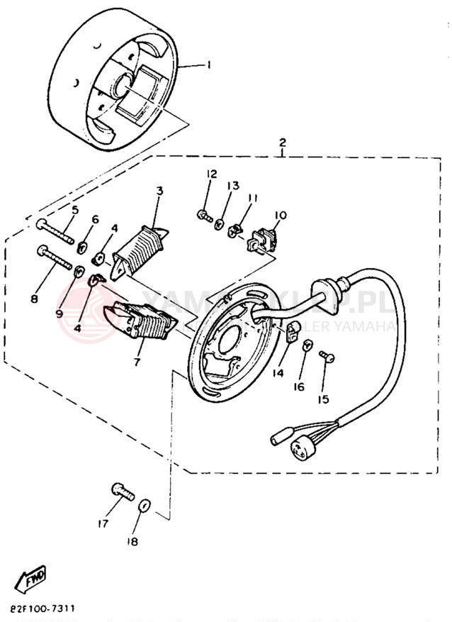 Schemat "prądnica" do Yamaha BRAVO LT BR250TU