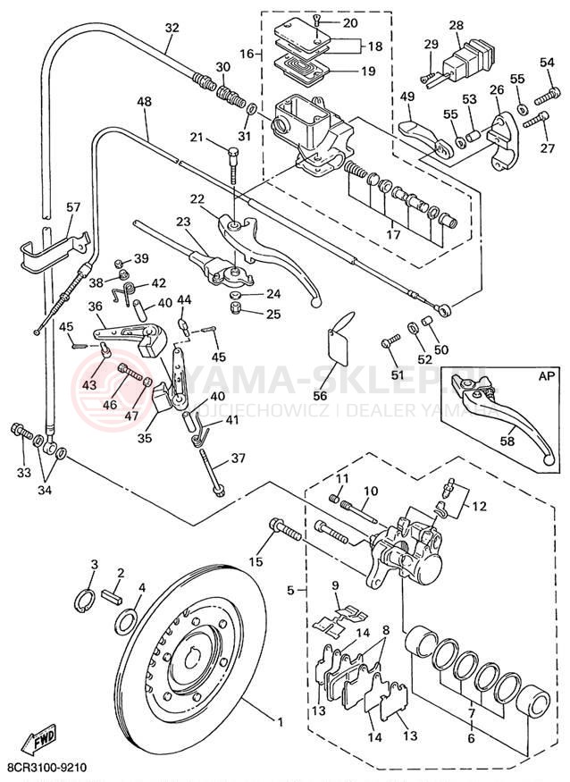 Schemat "hamulec" do Yamaha MOUNTAIN MAX 600 MM600PC