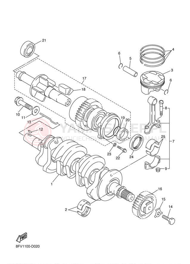 Schemat "Wał korbowy, tłok" do Yamaha RX-1 ER RX10RK/RX10RSK
