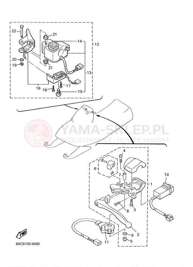 Schemat "Kierownica i osprzęt" do Yamaha VK540 III VK540EF