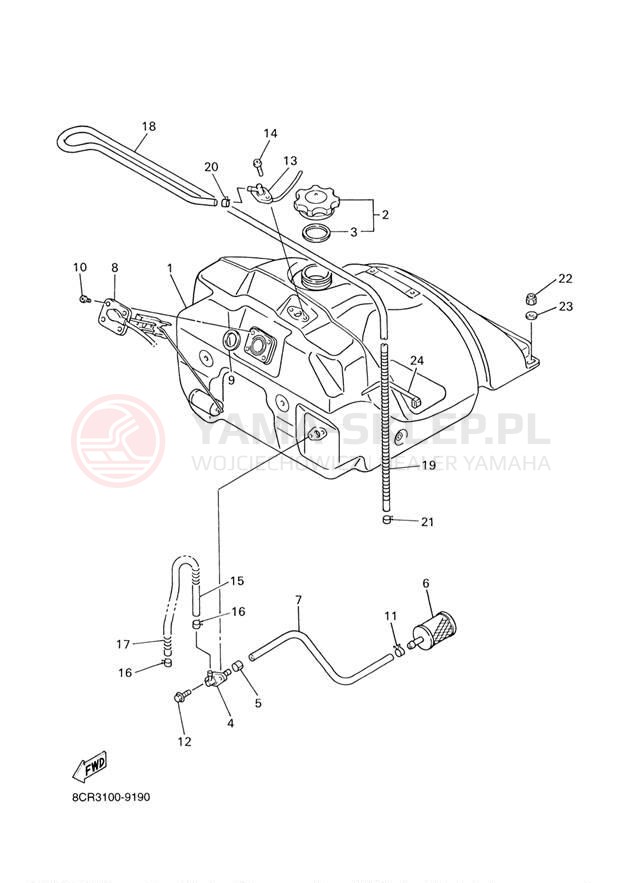 Schemat "zbiornik paliwa" do Yamaha SX500
