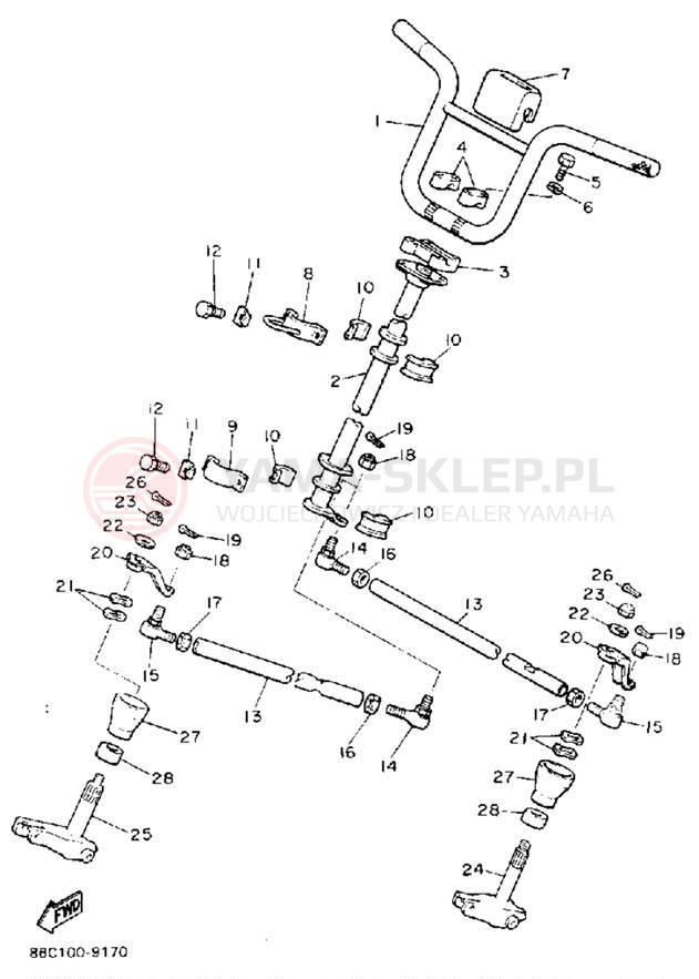 Schemat "Półki zawieszenia" do Yamaha BRAVO LT (LONG TRACK) BR250TR