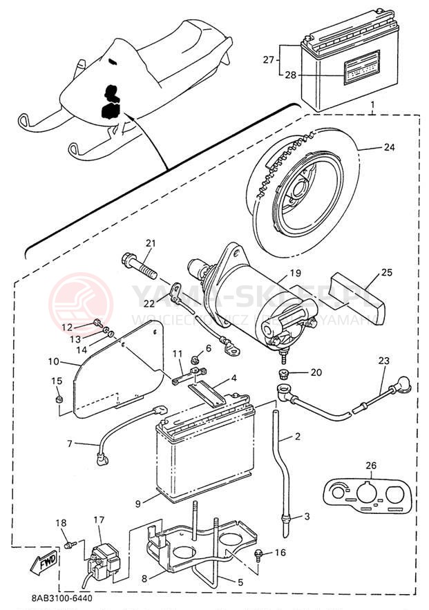 Schemat "układ elektryczny" do Yamaha VMAX 500 VX500W