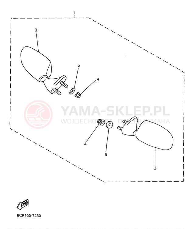 Schemat "REAR VIEW MIRROR" do Yamaha MOUNTAIN MAX 700 MM700A/MM600A